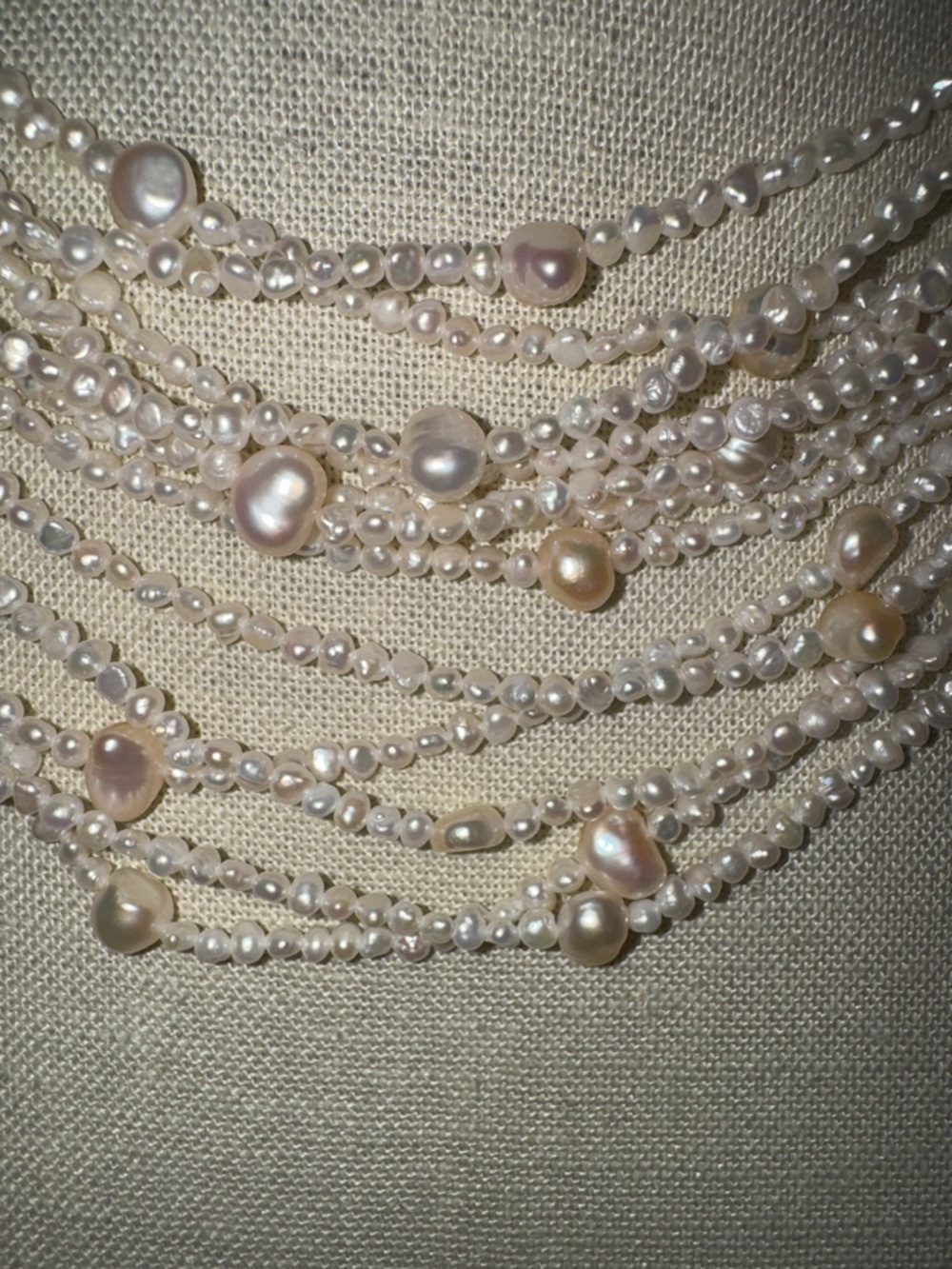 Silver Multi-Strand Freshwater Pearl Necklace - Picture 2 of 5